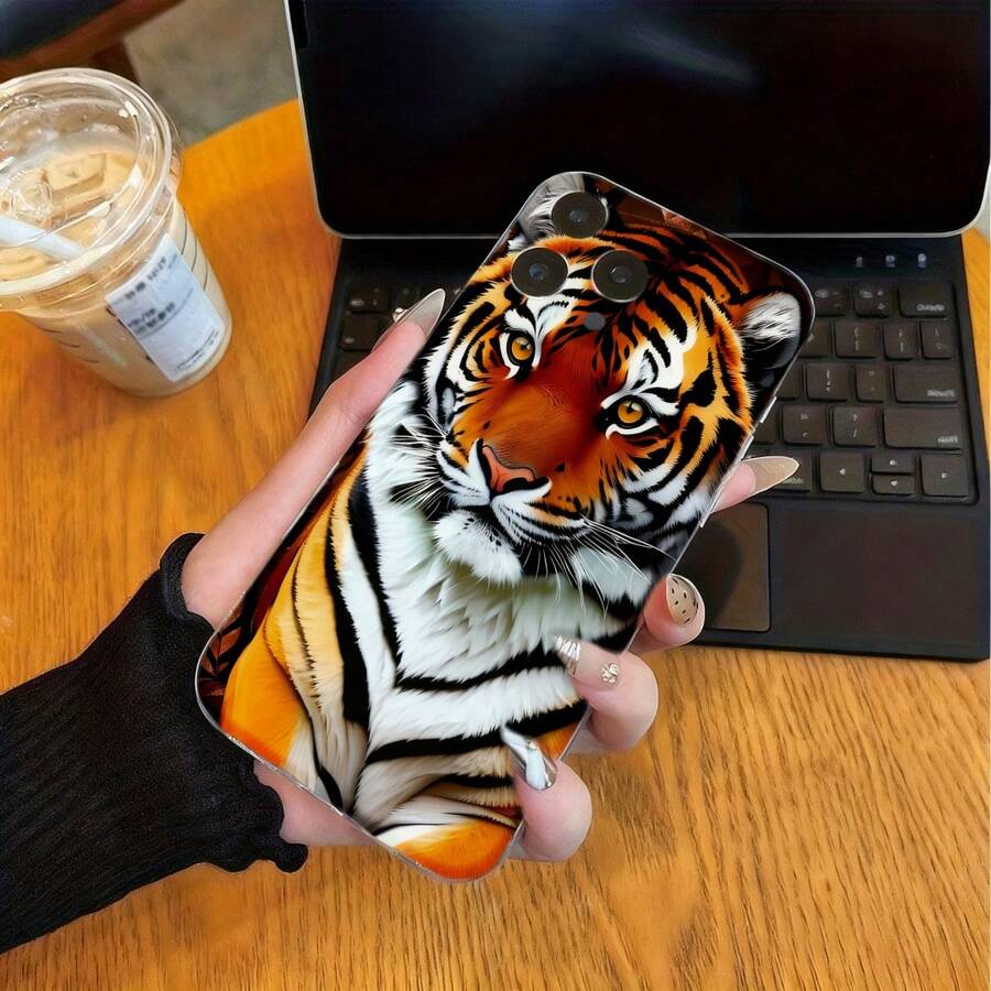 Tiger Pattern, Tpu Phone Case, Realistic Tiger Design, Compatible With Iphone 13 14 15 16 17 And Models, Protective And Stylish Cover, High Quality Print, Durable Material, Perfect For Animal - transparente - Ver 1