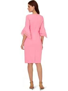 Adrianna Papell Vestido de Punto crepé con Mangas escalonadas Vestido para Mujer - Flor de Cerezo - Ver 2
