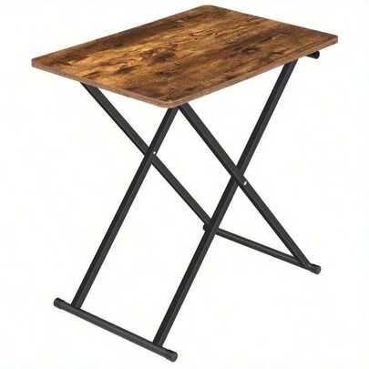 Side Table, Folding Tables, TV Tray Table, Snack Table For Eating, Small Sofa End Laptop Drinks Coffee Table For Small Space, Living Room, Industrial, Metal Frame, Rustic Brown