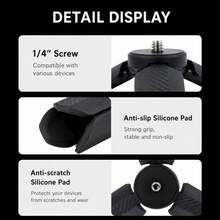 Trípode portátil mini, soporte de trípode de cámara de escritorio, estabilizador de mano ligero, compatible con OSMO Pocket 4 & 3 & 2, cámara de acción, smartphone, webcam, vlog de viaje - Ver 7