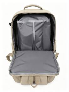 Women's Colorblock Nylon Multi-Pocket Casual Backpack, Suitable For School, Travel, Work (Back To School Backpack) - Khaki - View 4