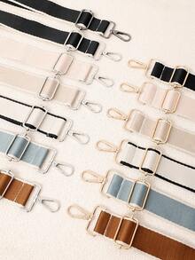 Correa de cincha ancha con borde blanco y contraste de color minimalista, hebilla de metal ajustable con alivio de presión, correa de repuesto versátil para bolso de un solo hombro y bandolera, accesorio de bolso multicolor - Multicolor - Ver 2