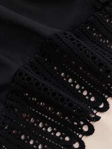 Aofeiqike Women's Mid-Waist Wavy Edge Hollow Lace Panties, Everyday Lingerie Triangle Briefs - Black - View 2