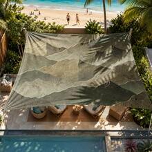 1pc Dark Green Mountain Pattern Sunshade Canopy, Outdoor Windproof Multicolor Large Size UV Protection Stable Durable Easy Installation Suitable For Beach Garden Patio, Includes Rope - Olive Green - View 7
