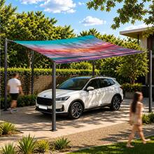 1pc Sunset Gradient Pattern Sun Shade Canopy, Modern Style, Colorful, Large Size, UV Protection, Sturdy And Durable, Easy Installation, Suitable For Beach, Garden, Patio, Includes Rope - Multicolor - View 3