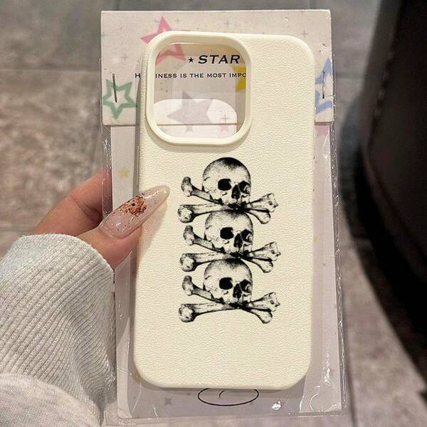 1pc TPU Material Retro Stacked Skull Pattern Phone Case Compatible With IPhone 17 Pro Max/17/16 Pro Max/15/13/12/11/ S20 FE/A15/S24/A55/ Note 11/Note 12/Note 13 Pro Full Coverage Shockproof Soft Shell Protective Cover