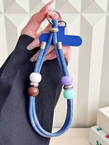 1pc Handmade Beaded Phone Lanyard, Premium Creative Wrist Strap, Unique Color Block Beaded Anti-Loss Wrist Rope, Sturdy Short Wrist Strap, Durable Nylon Braided Anti-Theft Lanyard, Suitable For Bags, Keys, Cameras, With Divider - Multicolor - View 6