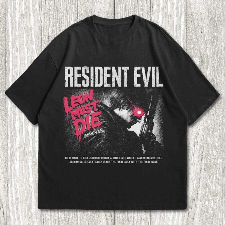 Requiem T-Shirt, Leon Must Die Forever, Leon S. Kennedy Shirt, Res - Black - View 1