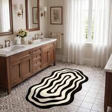 1pc Washable Non-Slip Zebra Pattern Diatom Mud Carpet, Easy Daily Cleaning, Non-Slip Bottom And Water-Absorbent Surface, Summer Essential, Simple Creative Unique Design, Suitable For Bathroom, Kitchen, Dining Room And Other Living Scenes, All-Season Daily Style - Multicolor - View 3