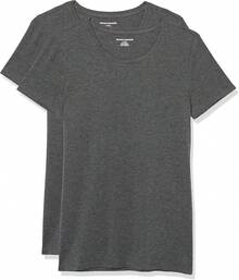 Camiseta de manga corta con cuello redondo de corte clásico  Essentials para mujer - Avena Mezcla/Verde Oliva - Ver 21