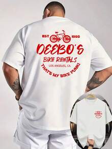 [Selección Niu Wang]Nueva camiseta de manga corta casual para hombre de verano, con cuello redondo acanalado, estampada tanto en la parte delantera como en la trasera, hecha de tela de punto - Blanco - Ver 2