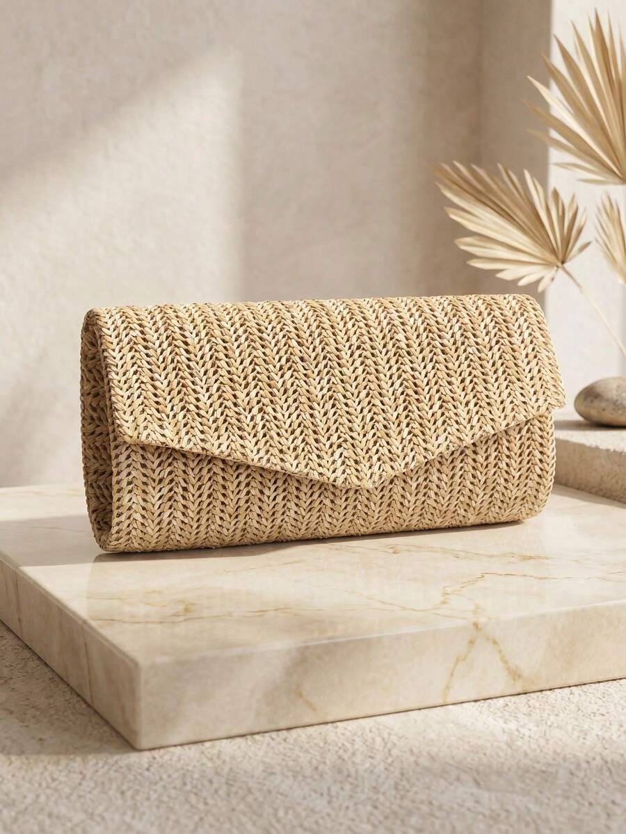 Bolso de mano de terciopelo beige para mujer, bolso de mano formal para con correa de hombro con cadena - Verde - Ver 1