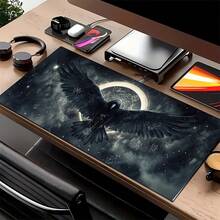 Alas Mouse Ekstra Besar Tahan Lama Motif Gagak Hitam Mistik / Alas Mouse Gaming / Alas Mouse Kantor / Alas Keyboard Laptop / Alas Meja - Tepi Dijahit Presisi, Alas Karet Anti Selip, Tersedia Berbagai Ukuran. - Mouse Pad - View 2