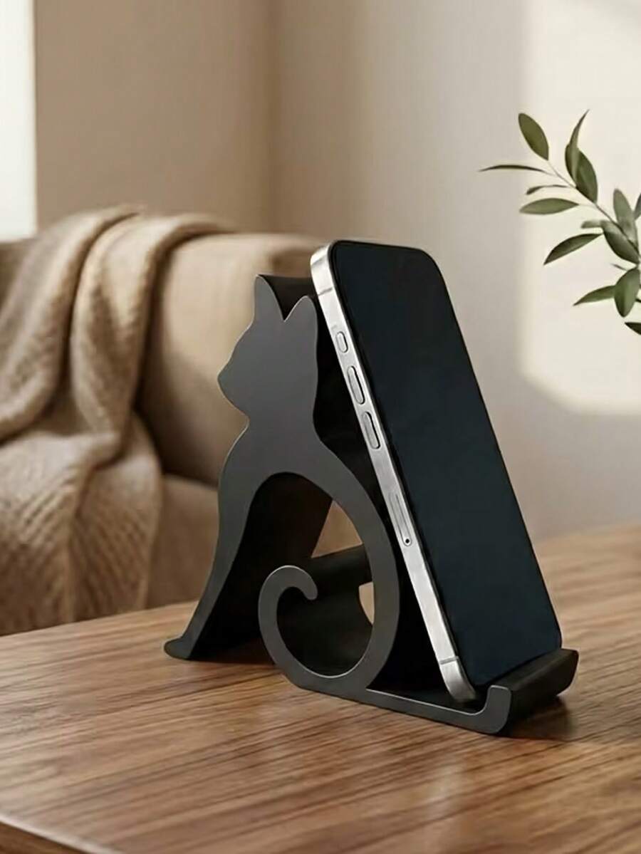1pc Cat Phone Stand, Desktop Ornament, Storage Rack, Phone Holder, Compact & Portable, Suitable For Bed, Office, Car, Pet Lovers Essential, Travel Essential, Desktop Storage, Home Decor, Dorm Storage, Back To School - Multicolor - View 1