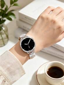 Galaxy Watch 8 錶帶 + 錶殼套組，1 條星光色男女通用優雅金屬錶帶，鑲嵌立方鋯石 + 1 個鑲嵌立方鋯石錶殼（不含螢幕保護貼），相容 Galaxy Watch 8 40mm 與 44mm 錶殼，相容 Galaxy Watch 8 錶帶，可調節替換錶帶配件，適合男女運動手錶錶帶 - 星光色星光+殼 - 查看 6