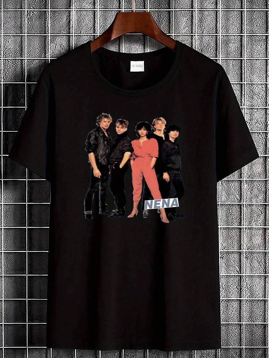 80s Vintage Style Nina Band Graphic T-Shirt - New Wave Synth-Pop Punk Rock Tee, Unisex Regular Fit, Soft Breathable Fabric, Machine Washable, Casual Streetwear For Daily Wear (White, Small), All-Season Fashion - Black - View 1