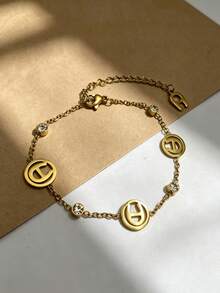 1pc Rhinestone Bracelet, Fashionable Niche Design,Versatile, Delicate, Elegant, Luxurious - A Letter Bracelet - View 3