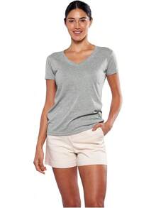 Alfani Playera para Mujer Cuello V, Manga Corta, 3Pack Multicolor - Morado/Fiusha/Rojo - Ver 4