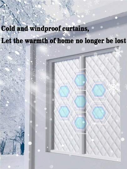 1pc Winter Thermal Insulated Curtain, Windproof & Cold-Proof Sealing Cover, Sound-Absorbing & Blackout Window Curtain, Suitable For Screen Windows