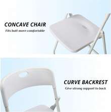 4 Pcs Folding Chair, 300LBS Lightweight Foldable Plastic Chair, Reinforced Metal Frame Easy To Fold & Store For Indoor & Outdoor, Wedding, Party, Meeting Room, Patio And Garden, White - White - View 4