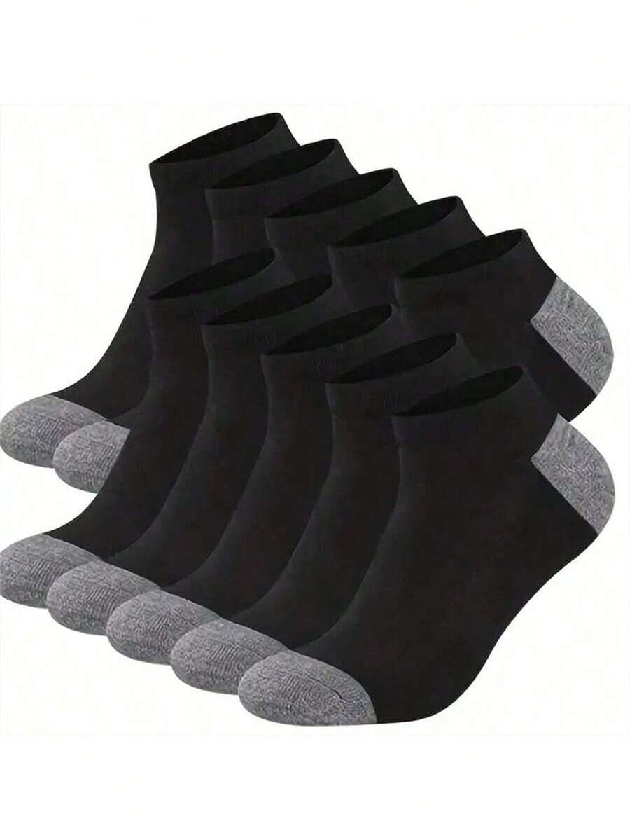 All-Match Color-Block Heel Outdoor Boat Socks, Multi-Color Combination, Minimalist Solid Color Design Versatile For Various Sports Shoes, Thickened Sole For Cushioning And Shock Absorption, Breathable Textured Fabric For Moisture-Wicking And Dryness, Suitable For Camping, Short Trips, And Daily Casual Wear - Multicolor - View 1