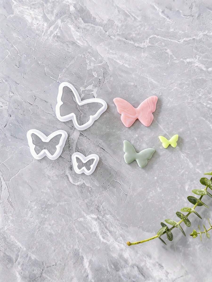 Butterfly Polymer Clay Cutters, Delicate Wing Shapes In 3 Sizes For Layered Handmade Earring Craft Supplies - White - View 1