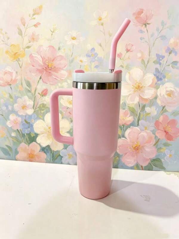 Copo Térmico 1200ml com Alça e Canudo | Garrafa Térmica Grande em Aço Inoxidável 304 para Água, Café, Academia e Viagem