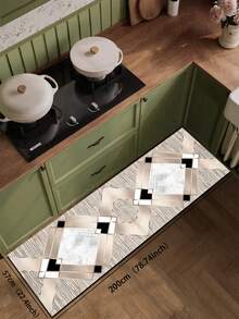 1pc Luxury Milk Tea Color Geometric Rhombus Diatom Mud Kitchen Mat, Sponge Absorbent Layer, Rubber Anti-Slip Bottom 3.5mm Trimmable, Kitchen Bathroom Entryway Living Room Multi-Scene Universal Rug - Multicolor - View 15