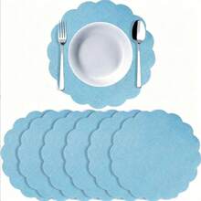 12/24/50/100 piezas Manteles individuales de lino con encaje floral, manteles redondos con forma de flor de 33.5 cm, manteles reutilizables para bodas de otoño, estilo rústico marrón para cenas, fiestas y decoración de granja - Multicolor - Ver 1