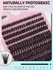 280pcs, 14 Rows, Cluster-Style False Eyelashes, Mixed Length Ranging From 8 To 16 Mm, 3D Russian-Style Voluminous Individual False Eyelash Clusters, Black False Eyelashes For Makeup Use. - 查看 5