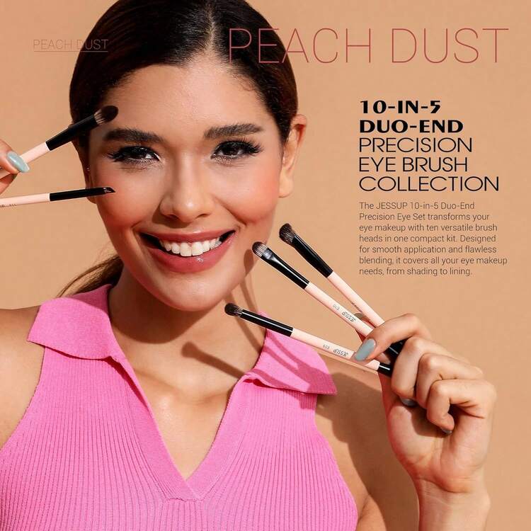 Jessup Brochas Maquillaje Set con Esponja de Maquillaje, 7pcs Set de Regalo Pinceles Maquillaje para Mujeres para Base Corrector Sombra de Ojos Contorno Polvo Difuminador Delineador de Cejas, T506 - c-T509 - Añade 3