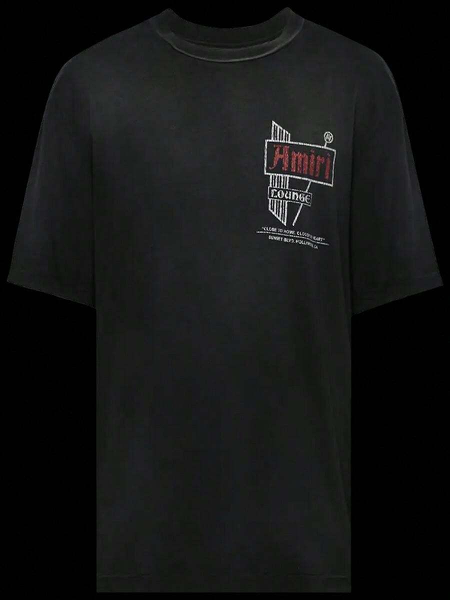 Retro Casual Black T-Shirt - Black - View 1