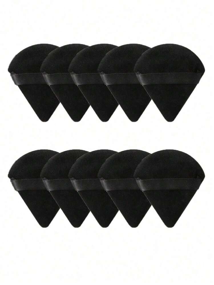 SHEIN X Milania 50/30/10pcs Velvet Triangle Makeup Sponges, Makeup Tools For Face, Reusable Makeup Sponges, Makeup Accessories, Powder Puff, Dry & Wet Use, Essential For Makeup In Hot Weather, Beach Makeup Tools, Suitable For Summer Travel Makeup, Foundation, Cream, BB Cream, Summer Beauty Tools - Black - View 12
