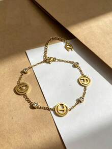 1pc Rhinestone Bracelet, Fashionable Niche Design,Versatile, Delicate, Elegant, Luxurious - A Letter Bracelet - View 5