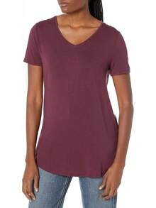 Essentials Túnica de Manga Corta con Cuello en V, Disponible en Paquetes de 2 Camisa Tipo túnica para Mujer - Rojo - Ver 10