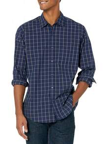 Essentials para hombre ajuste Regular manga larga camisa de cuadros - Blanco - Ver 22