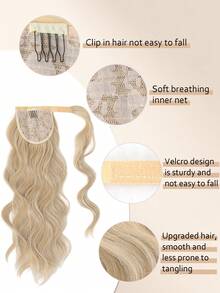 Synthetic Ponytail Extension, 18" Wrap Around Ponytail Hair Extensions Wavy Curly Clip In Pony Tails Hairpieces For Women, Halloween - Multicolor - View 4