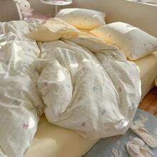Set Selimut Ringan Motif Bunga 3 pcs 100% Poliester, 2 Sarung Bantal + 1 Penutup Selimut (Tanpa Sprei) - Pita warna-warni - View 6