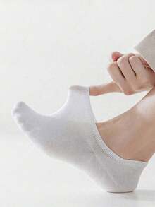 3/6/8 Pairs Women's Spring/Summer Black/White/Grey Solid Color Casual Comfortable Minimalist Invisible Boat Socks Suitable For Home, Office, Daily Wear - Multicolor - View 4