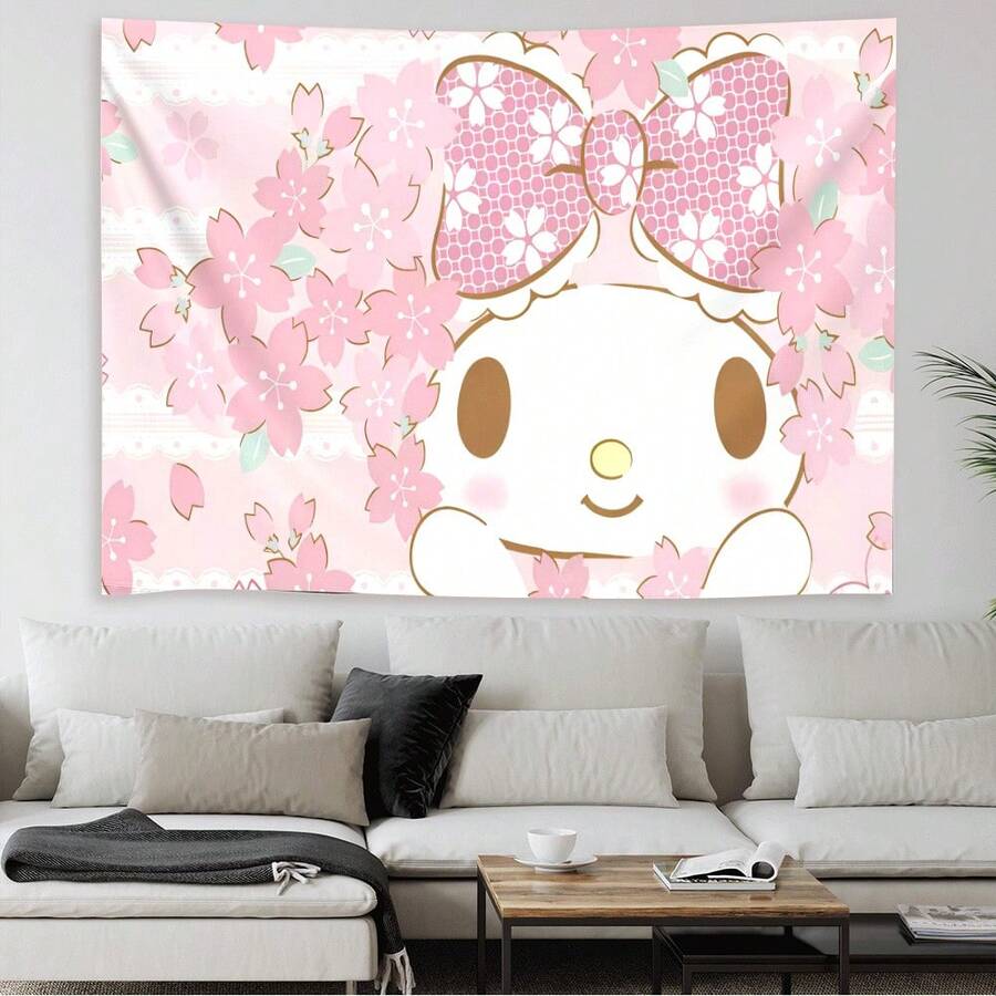 1pc Cute Cartoon Style Room Decor - Suitable For Bedroom, Living Room And Dormitory. Featuring A Cute Picnic Theme Wall Hanging, Also Serves As A Fabric Banner For Holiday Celebrations. Perfect For Decorating Rooms, Dorms And Indoor Leisure Spaces. Great As A Birthday Or Holiday Gift For Fans And Friends, Or As A Home Decor Background. - 1PC - View 1