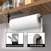 1pc/Kitchen Paper Towel Holder, Hanging Paper Towel Dispenser, No-Drill Roll Paper Rack, Plastic Wrap Household Hanging Rack - Multicolor - View 11