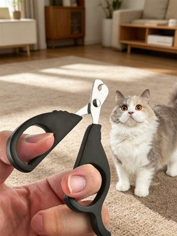 1pc Random Color Stainless Steel Pet Nail Clipper Set, Professional Pet Claw Trimmer, Effortless Grip Cutting Design, Durable Pet Grooming Scissors, Suitable For Small And Medium Cats, Dogs, Guinea Pigs Daily Nail Trimming Tool