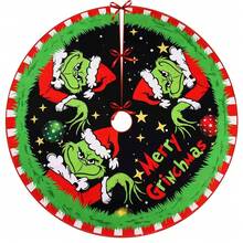 The Grinch Green Monster "Merry Christmas" Tree Skirt - Soft And Fun Country Style Holiday Decor, Suitable For Christmas Parties - Multicolor - View 13