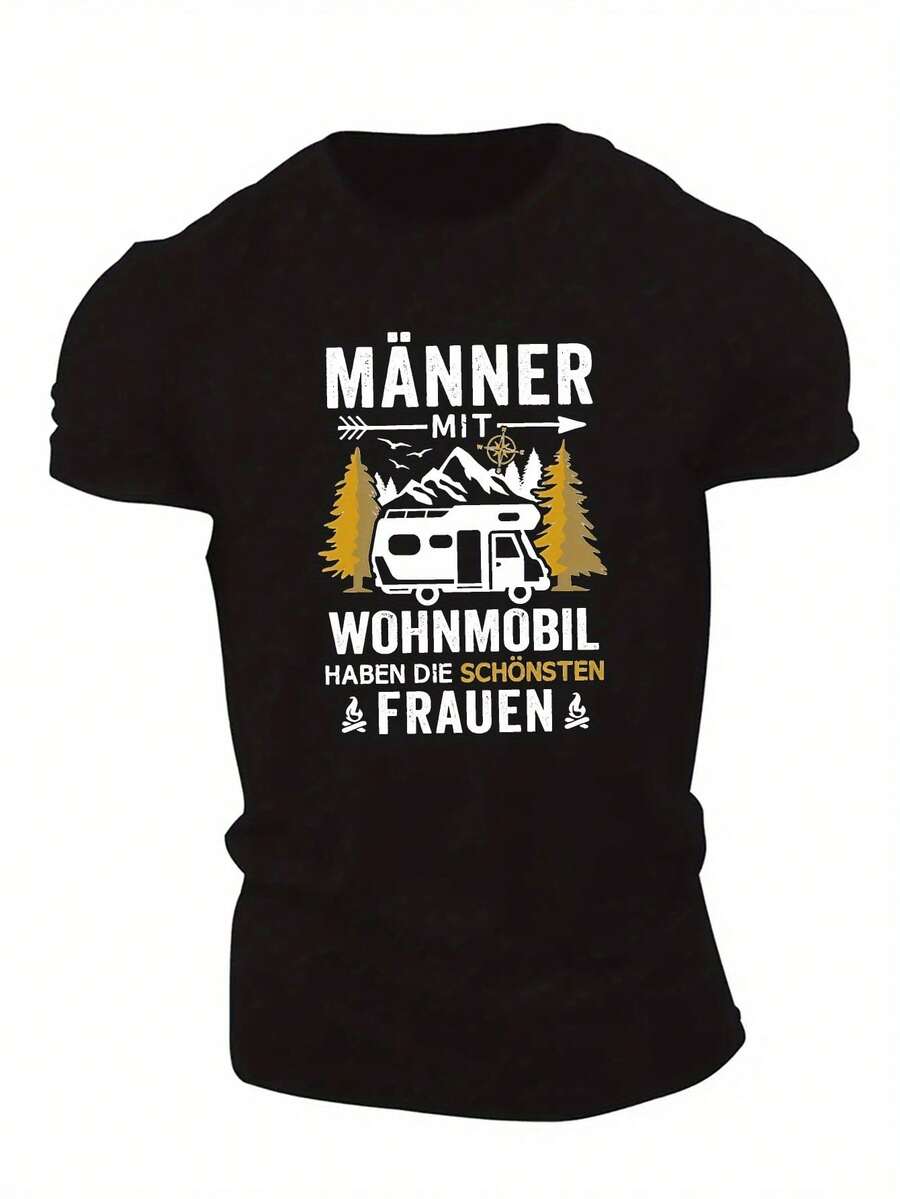 Cool Short-Sleeved Men'S T-Shirt For Summer - 黑色 - 查看 1