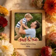 Dad & Me 2026 父親節木製相框 4.8x5.5 英吋桌面相框 刻印 Happy Father's Day 紀念相片架 兒子/女兒送給爸爸/爸爸的禮物 家居裝飾 - A - 查看 4
