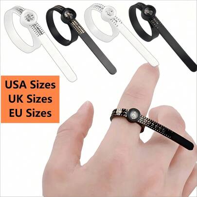 1/3/5pcs Ring Sizer Measuring Tool, Easy To Use Ring Sizer With Magnifying Glass - Accurate Finger Measuring Tool, USA Sizes,UK Sizes,EU Sizes, Compact & Portable For Perfect Ring Fit