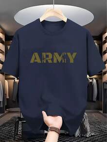 2025 Men'S Summer Fashion Casual Versatile Easy Letter Print Soft Comfortable Round Neck T-Shirt - 白色 - 查看 9