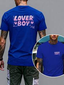LOVER BOY, camiseta de hombre con estampado de doble cara, moderna, casual, cómoda, de cuello redondo y manga corta. - Blanco - Ver 8