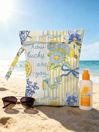 Nova bolsa de praia de verão com padrão de estrela-do-mar, impermeável, com separação seco-húmido, bolsa de maquilhagem, organizador de bagagem, bolsa húmida reutilizável, mala de mão feminina, organizador de bagagem para lazer ao ar livre, bolsa de armazenamento húmido reutilizável, design de fecho durável, adequada para fatos de banho, viagens, praia, piscina, armazenamento de roupa de yoga e desporto suja, essencial para dormitório e estudante universitário, adequada para mulheres e estudantes, necessidade doméstica, presente essencial de viagem perfeito para mulheres, homens e amigos