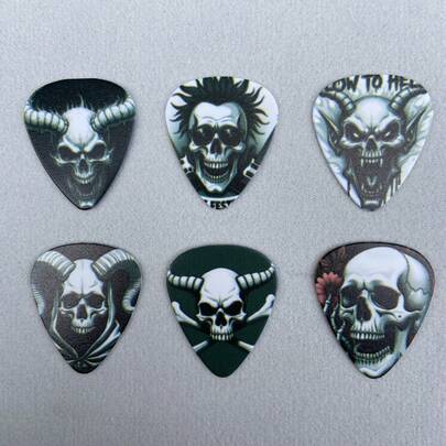 12pcs Screaming Skull Guitar Picks Set - 3 Sizes (0.46mm, 0.96mm, 0.71mm) Suitable For Electric Guitar, Bass Guitar And Acoustic Guitar - Durable ABS Material, Black - Perfect Gift For Musicians Anniversary And Birthday
